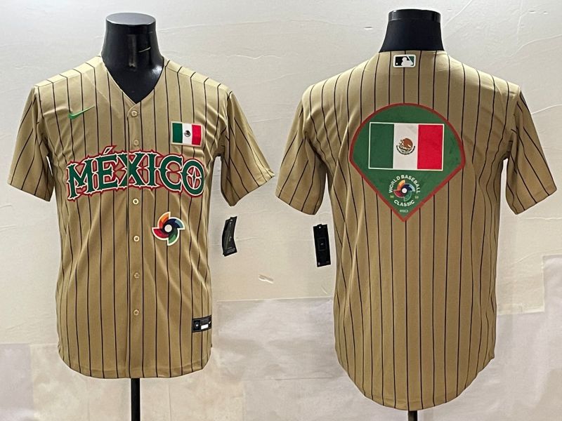 Men Mexico Blank Brown Stripe Joint Name 2025 Nike MLB Jersey style 14